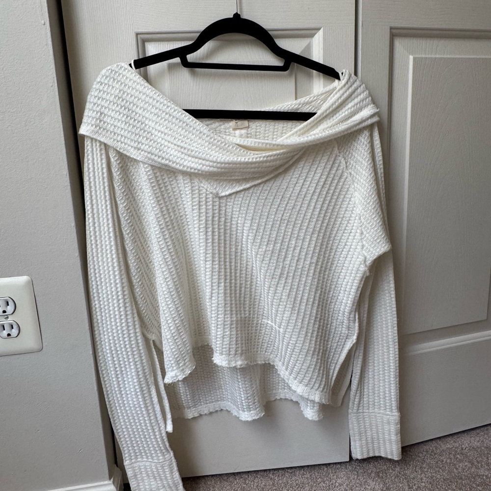 Free People Off-Shoulder White Sweater